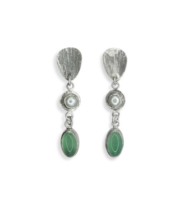 Silver earrings gree...
