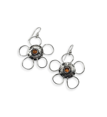 Silver flower earrin...